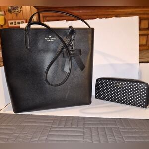 Kate Spade Black Tote with Polka Dot Wallet